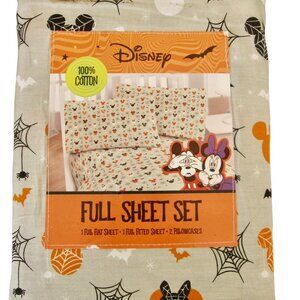 NEW Disney Mickey & Minnie Mouse Halloween Spiderweb Full Size 4-Piece Sheet Set